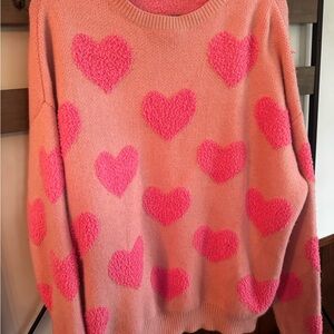 Pink Heart Pattern Sweater